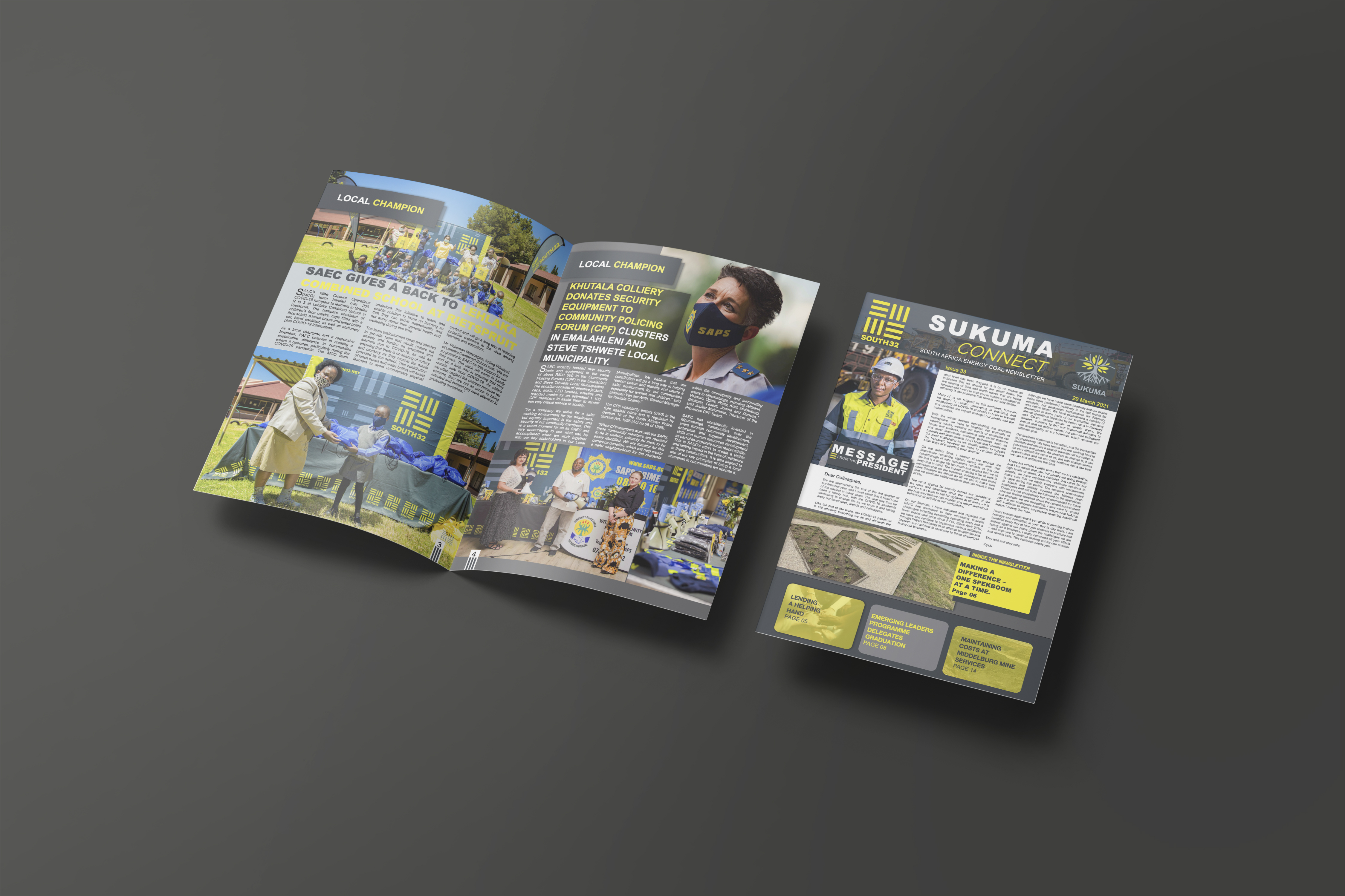 South32 Sukuma Connect newsletter design mockup.
